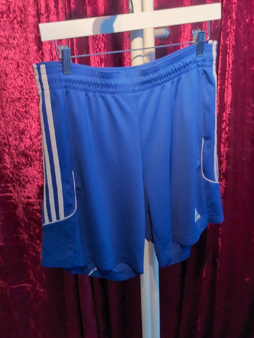 adidas Men’s Royal Blue Athletic Shorts with White Stripe